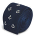navy skinny knitted tie with anchor design