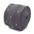 grey skinny knitted tie with pink polka dots