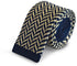 navy blue and ivory cream herringbone knitted tie