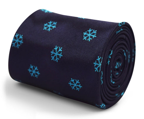 navy tie with snowflake design