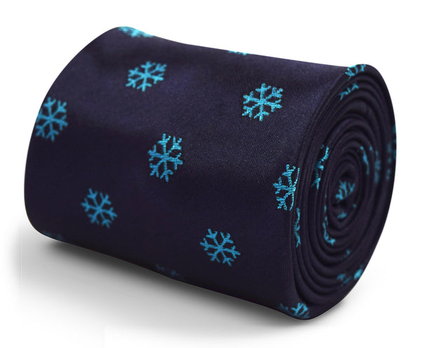 navy tie with snowflake design