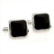black and silver square cufflinks
