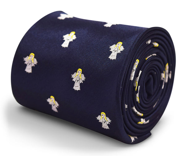 navy christmas tie with angel design