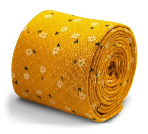 mustard yellow gold floral cotton tie