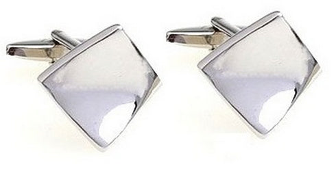 curved edge silver square cufflinks