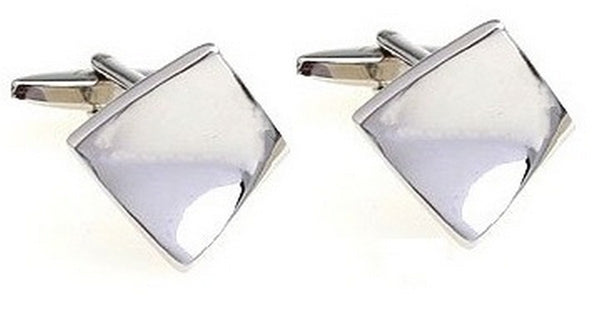 curved edge silver square cufflinks