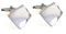 curved edge silver square cufflinks