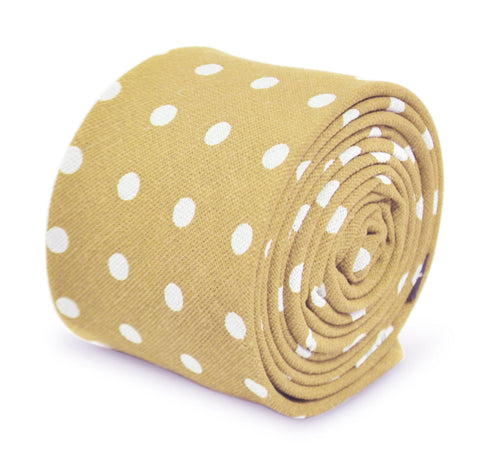 beige polka spot cotton tie