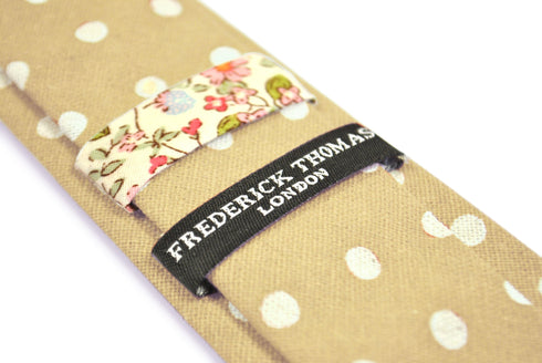 beige polka spot cotton tie