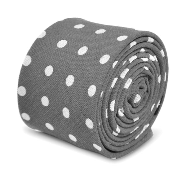 grey polka spot cotton tie