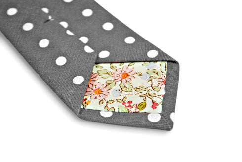 grey polka spot cotton tie