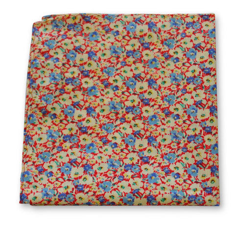 red and light blue floral pocket square