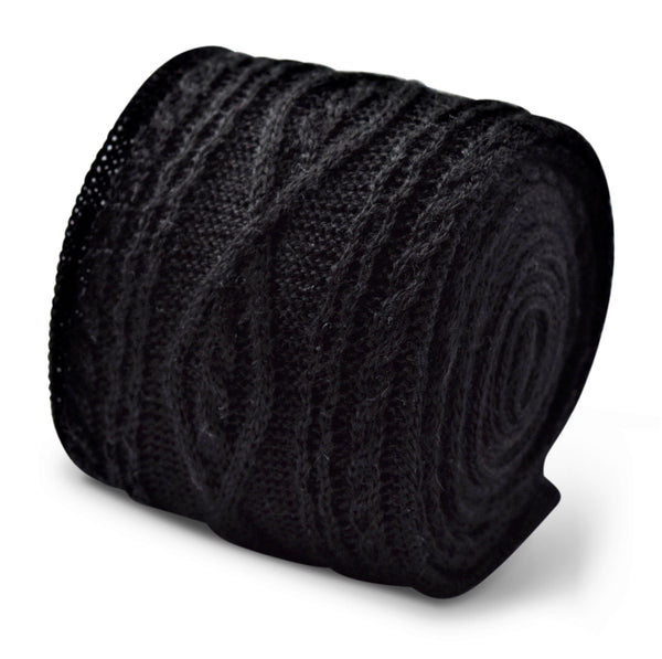 black cable knit skinny tie