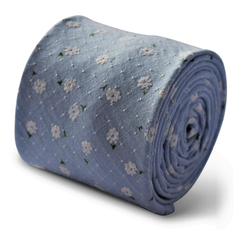 light pale blue floral design cotton tie