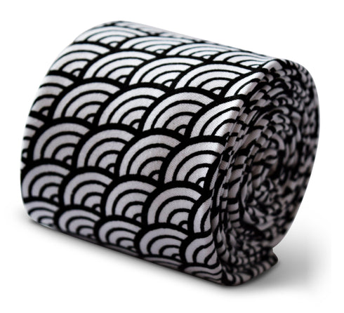 black and white rainbow design cotton tie