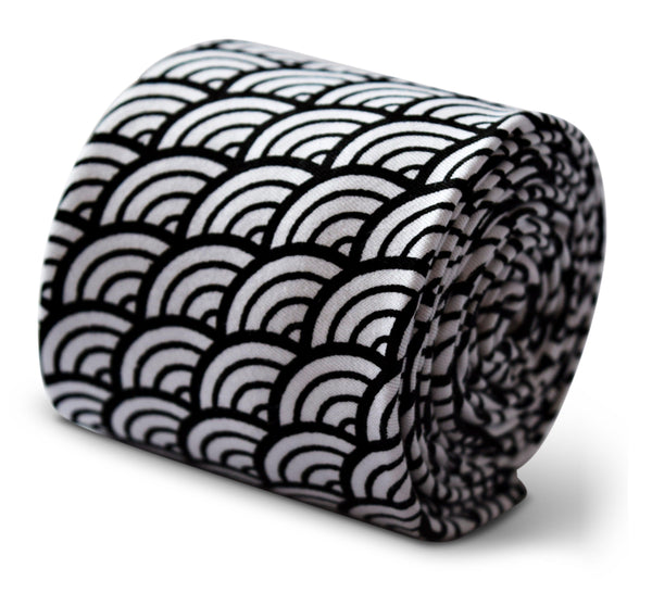 black and white rainbow design cotton tie
