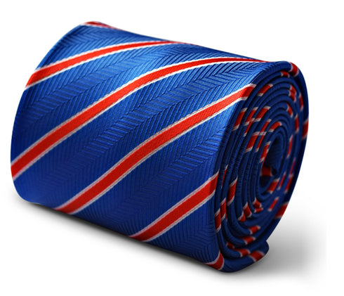 royal blue and red club stripes design mens tie