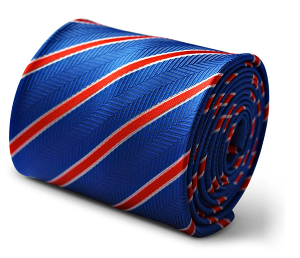 royal blue and red club stripes design mens tie