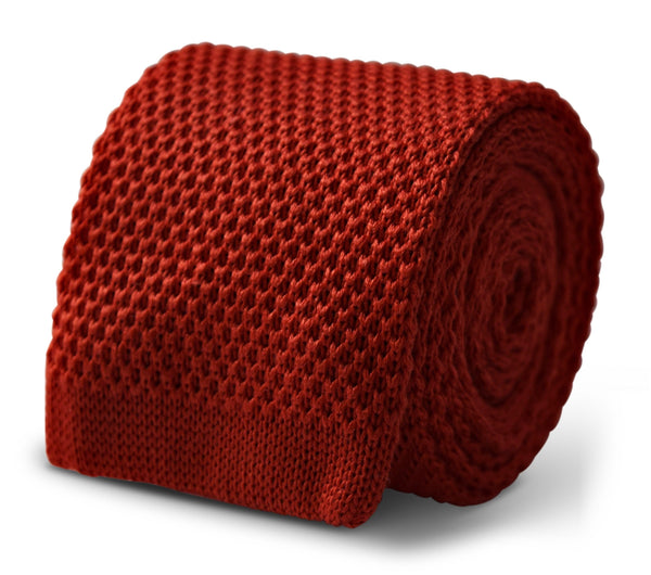 cashmere burnt orange plain men's knitted tie
