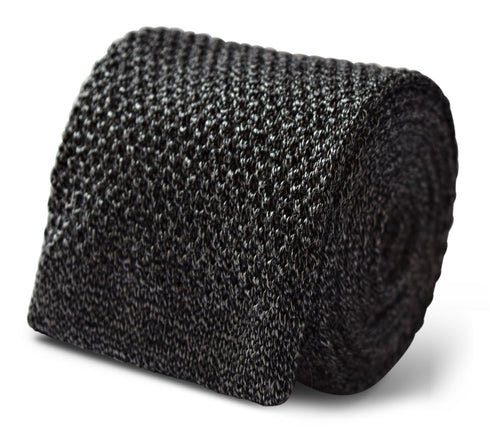 cashmere steel grey plain men's knitted tie