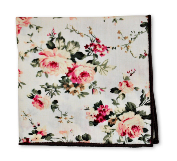 ivory cream rose floral cotton pocket square