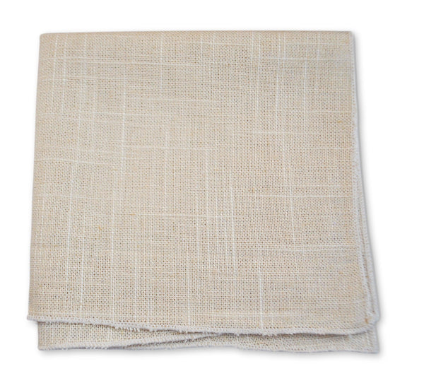 Cream Linen Pocket Square
