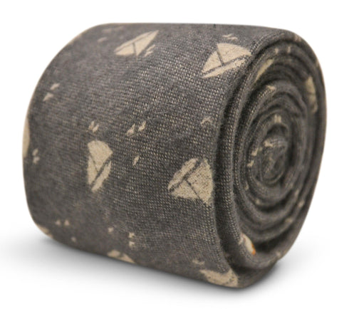 silver grey with nautical boat design cotton tie
