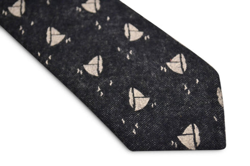 navy blue with nautical boat design cotton tie