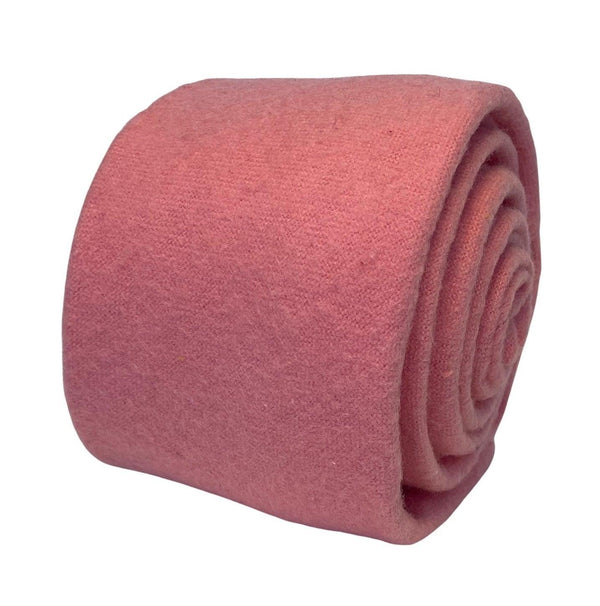 plain coral orange pink 100% wool men's tie
