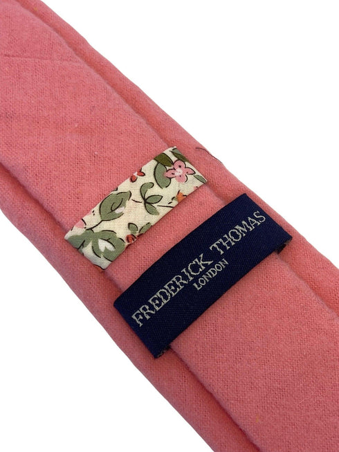 plain coral orange pink 100% wool men's tie