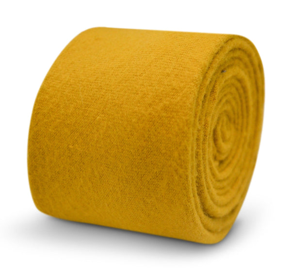 plain mustard yellow gold slim wool tie