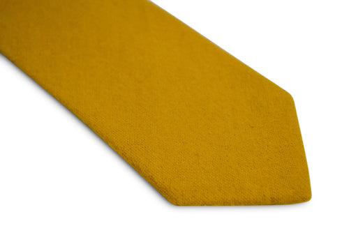 plain mustard yellow gold slim wool tie