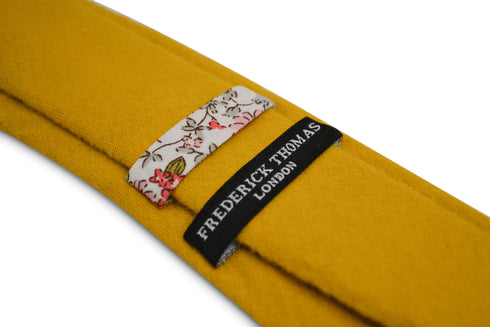 plain mustard yellow gold slim wool tie