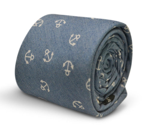 light blue with nautical anchor design cotton tie