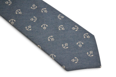 light blue with nautical anchor design cotton tie