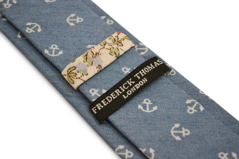light blue with nautical anchor design cotton tie