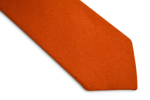 plain burnt orange slim wool tie