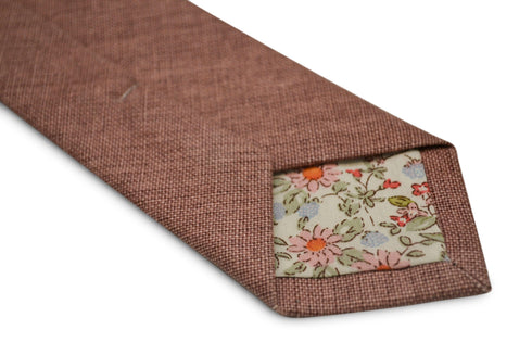 dusky pink brick linen tie