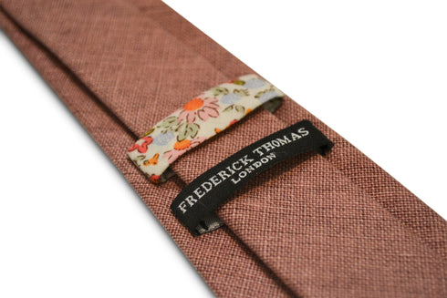 dusky pink brick linen tie