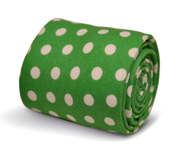 bright lime green with polka spot design cotton tie