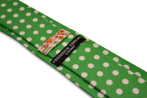 bright lime green with polka spot design cotton tie