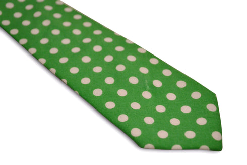 bright lime green with polka spot design cotton tie