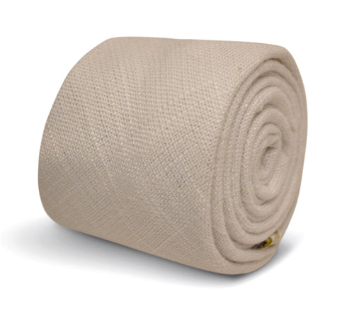 plain white textured linen tie