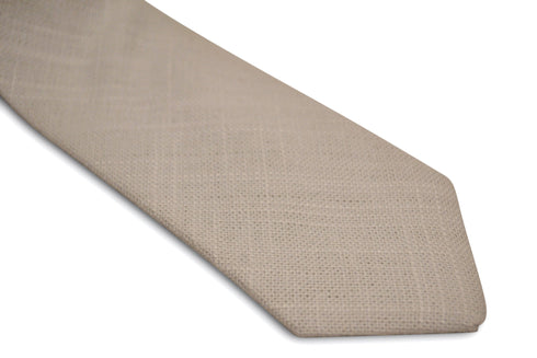 plain white textured linen tie