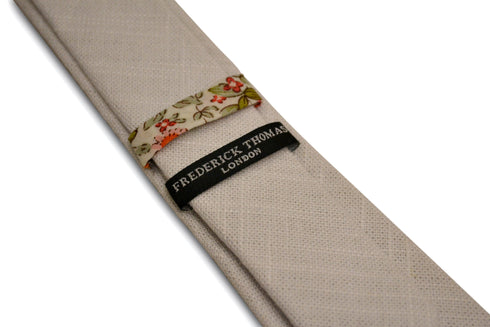 plain white textured linen tie