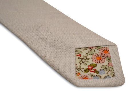 plain white textured linen tie