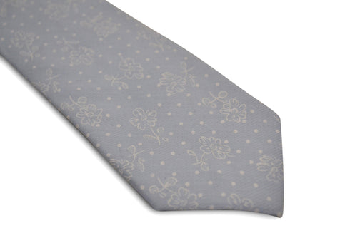 pale baby blue with floral design cotton tie