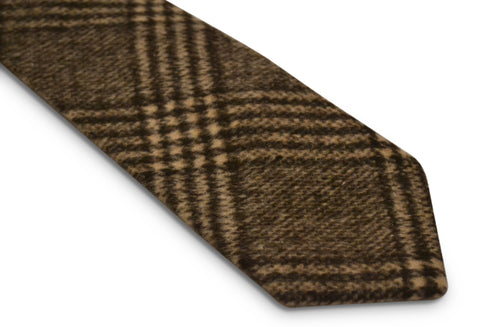 brown check velvet feel slim wool tie