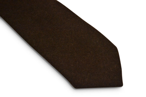 plain dark chocolate brown slim wool tie