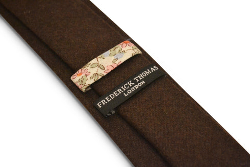 plain dark chocolate brown slim wool tie